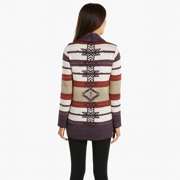 💜 BCBG Max Azria Southwestern Stripe Open Front Cardigan – Size M - Picture 2 of 5